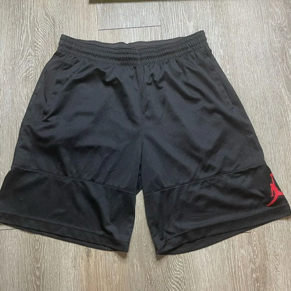 Jordan Shorts Mens 2XL Black Red Diamond Mesh Dri FIT Jumpman